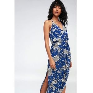 Lush Sleeveless Blue and White Floral Sundress, Sz S